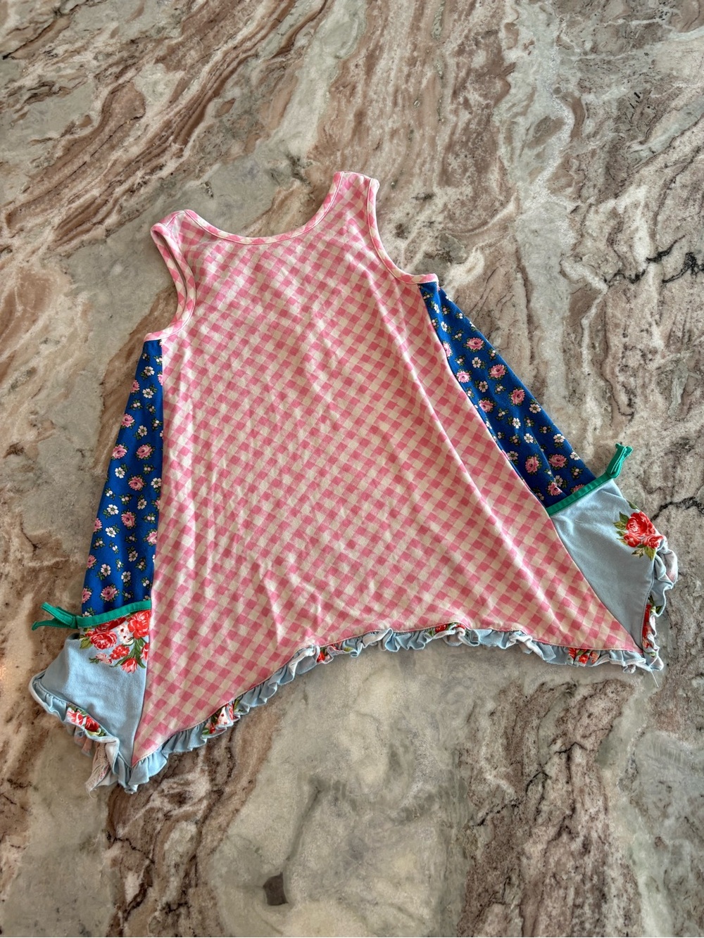 Matilda Jane Patchwork Sleeveless Tunic Ruffle Top Dress Size 8 Boho
